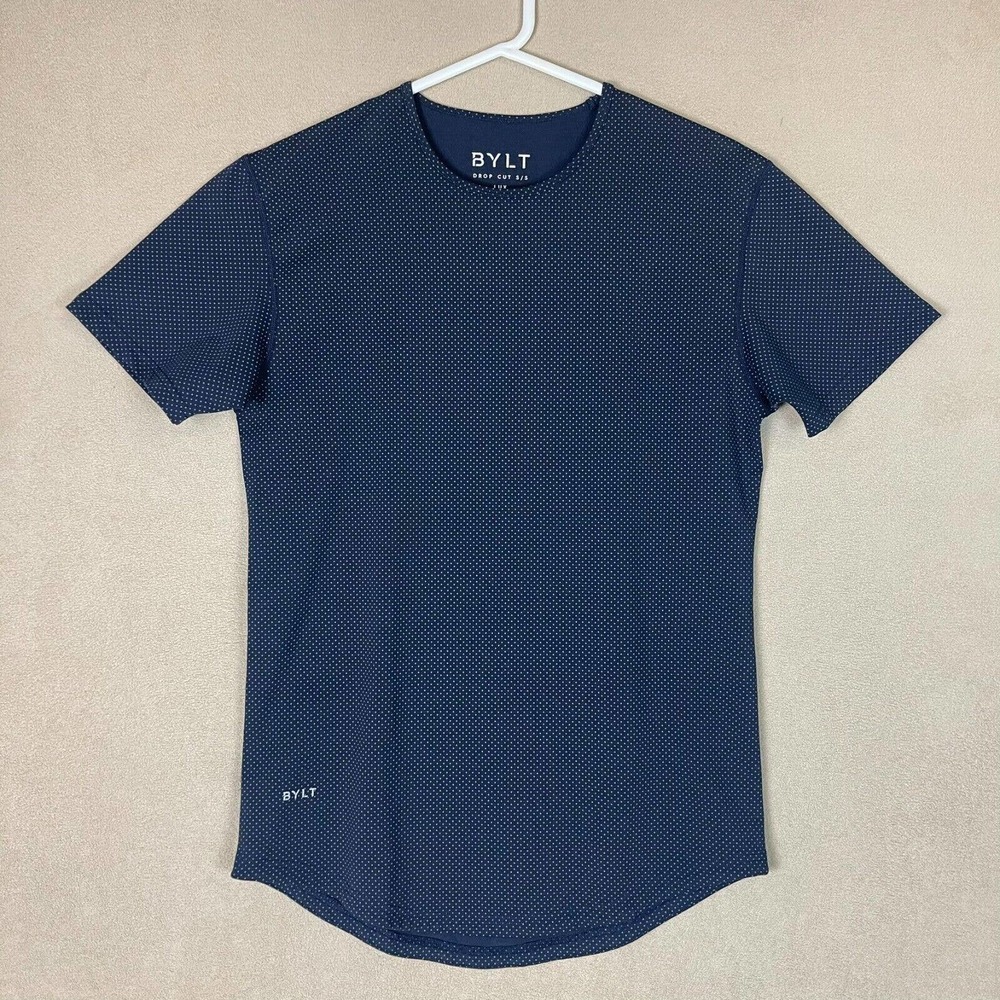 BYLT T Shirt Adult Small Black Polka Dot Preppy Lightweight‎ Logo Spell OutMens